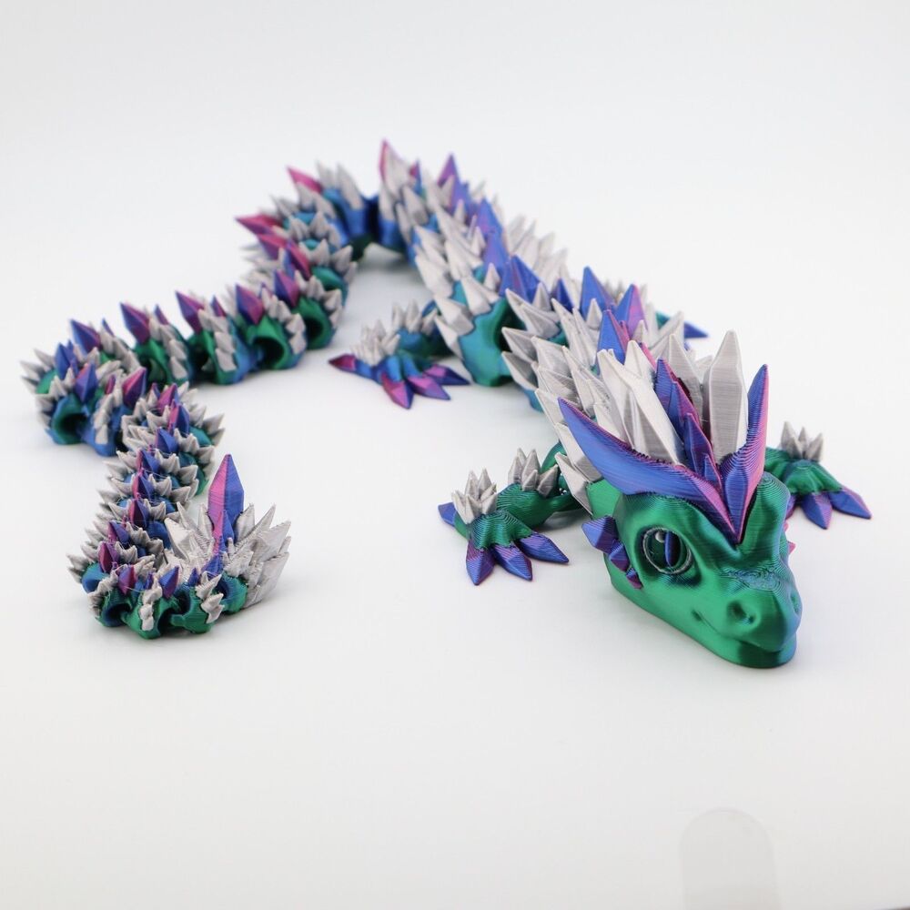 3D Printed Articulated Crystal Dragon Flexi Toy / Figure